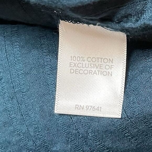 J. Jill Velvet Embellished Split Neckline Top Dark Teal Size Medium - Picture 7 of 8